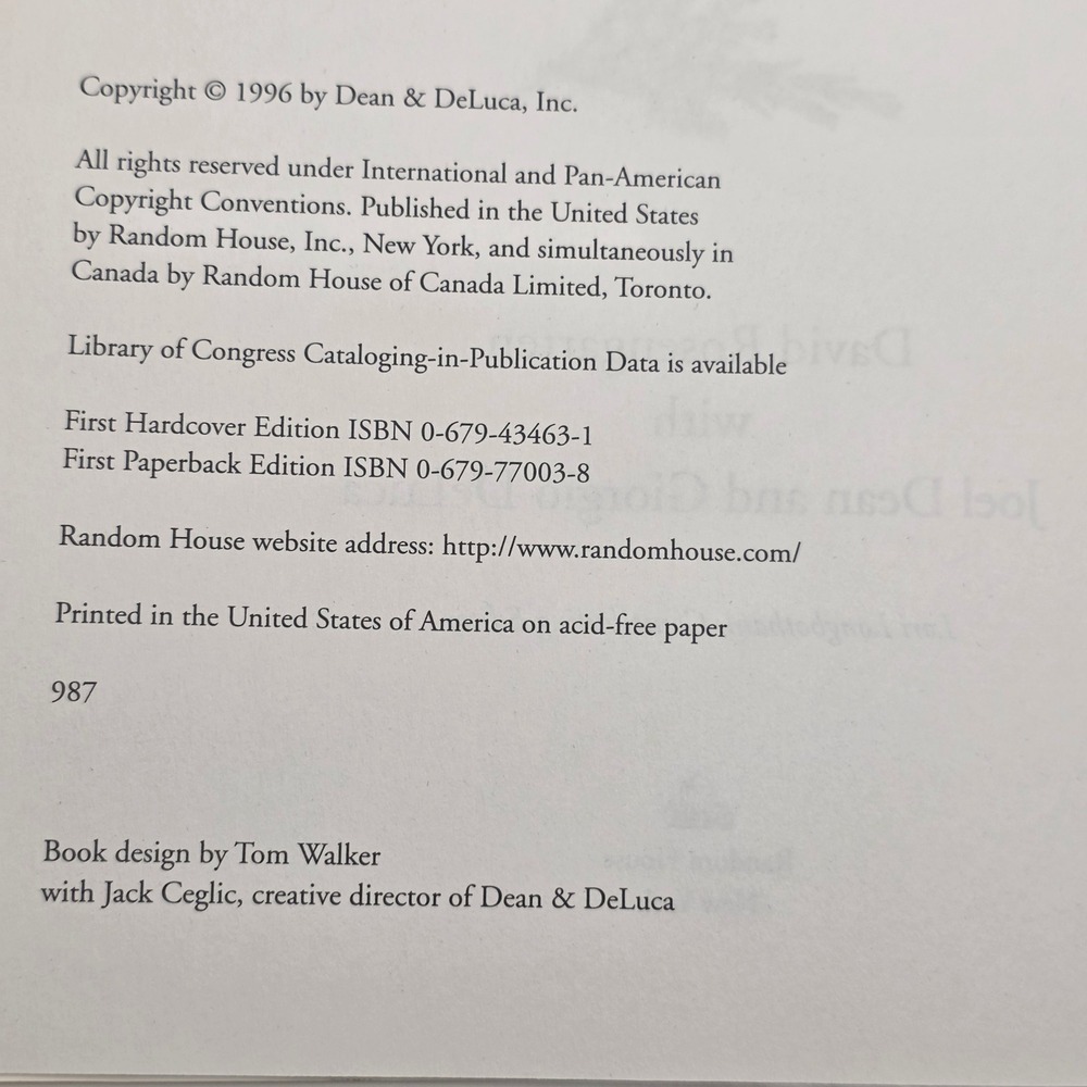 Dean & DeLuca Cookbook Signed by Joel Dean & Giorgio DeLuca 1st Edition HC - Picture 10 of 11